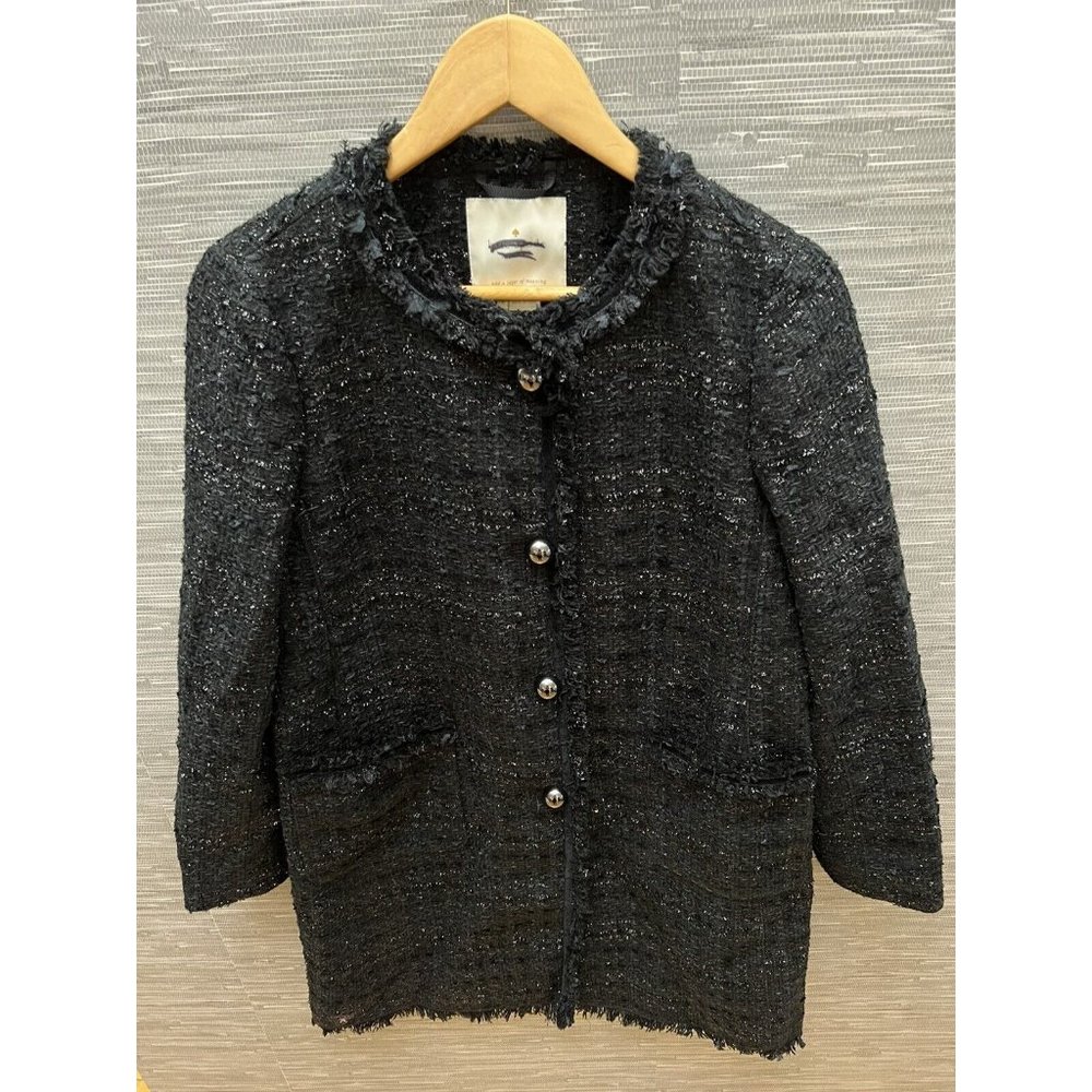 Kate Spade Sparkle Tweed Long Coat Jacket Black Size 4 New! - Picture 7 of 10